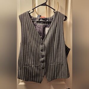 Torrid Studio Tailored Ponte Charcoal/White Pinstripe Vest Size 3